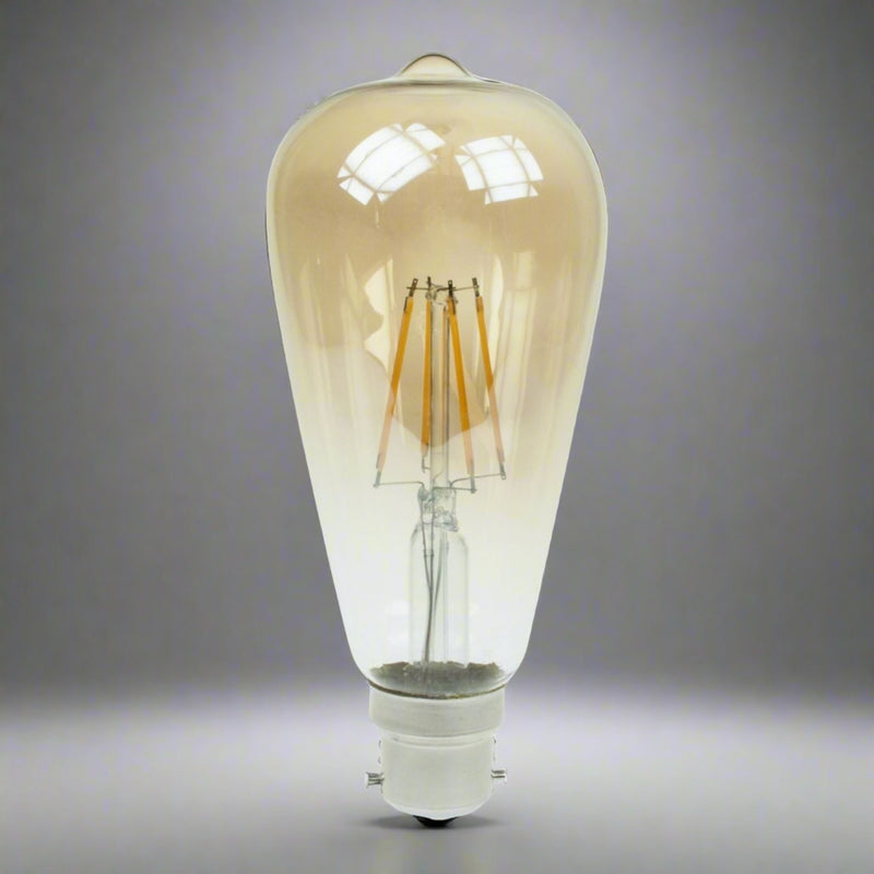 Casell Filament LED ST64 "Edison" Gold Tinted 240v 8w B22d 740lm 2200°k Dimmable - 0635635607364