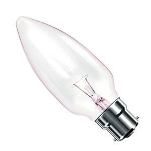 Casell 240v 60w Ba22d 46mm Clear Rough Service Candle Incandescent Lamps Casell  - Casell Lighting