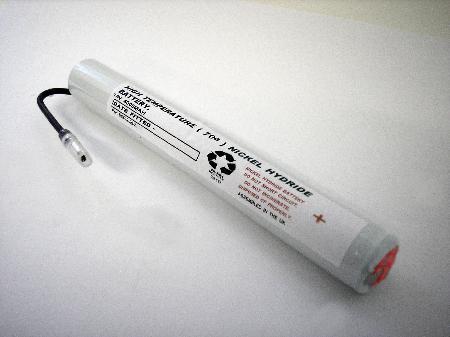 2.4V 4Ah High Temperature stick with spade terminal on + and black lead & plug on Emergency Batteries Casell - Casell Lighting