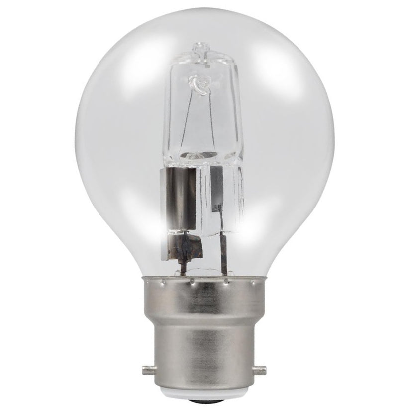 Casell GB28BC-H-CA - Golf Ball 28w Ba22d/BC 240v Clear Energy Saving Halogen Light Bulb Halogen Energy Savers Casell  - Casell Lighting